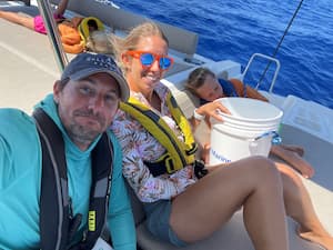 Wofford and his family on the boat